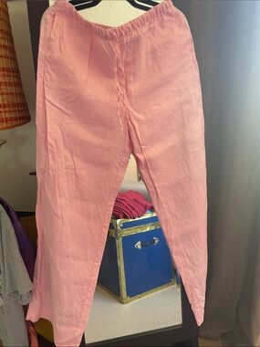Mango Pink Elastic Waist linen Pants